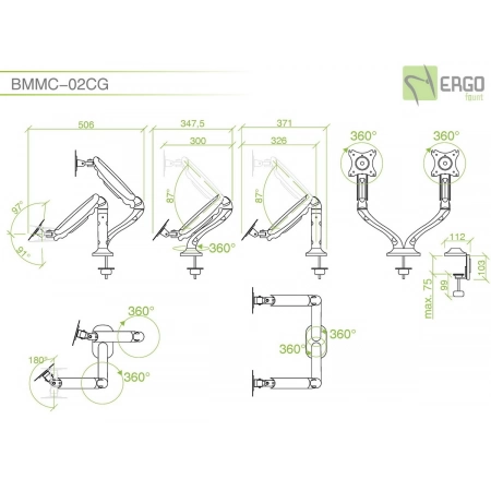 Изображение 2 (Настольное шарнирное крепление для 2 мониторов ErgoFount BMMC-02CG)