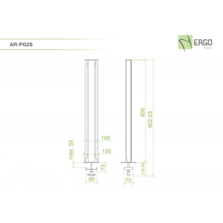 Изображение 2 (Штанга основания крепежа серии RSS ErgoFount AR-PG2S)