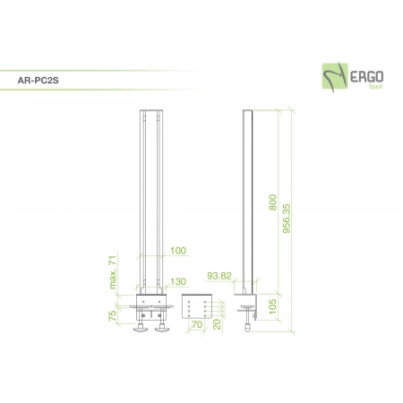 Изображение 2 (Штанга основания крепежа серии RSS, 800 мм, зажим типа C ErgoFount AR-PC2S)