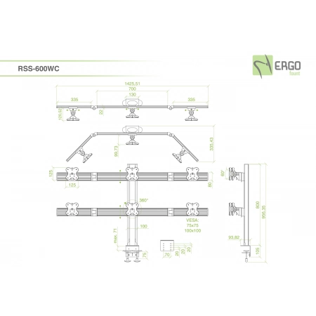 Изображение 2 (Настольное крепление для 6 мониторов ErgoFount RSS-600WC)