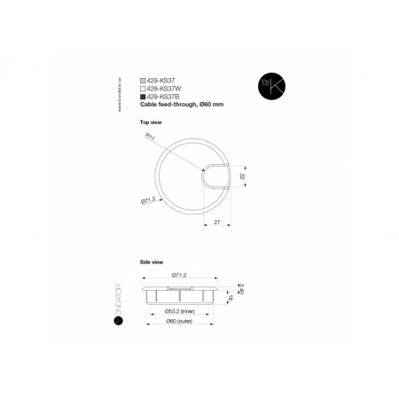 Изображение 2 (Заглушка кабельного вывода для отверстий 60 мм Kondator 429-KS37W)