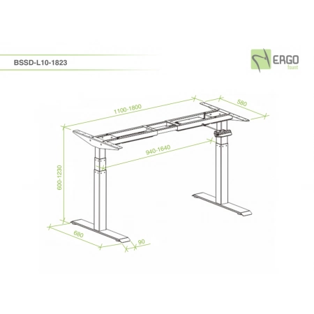 Изображение 2 (Основание стола для работы стоя и сидя с электроприводом на телескопических опорах ErgoFount BSSD-L10-18/23 W)