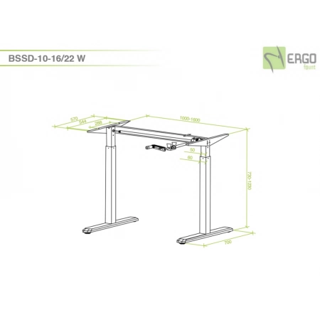 Изображение 2 (Основание стола для работы стоя и сидя с механическим приводом на телескопических опорах ErgoFount BSSD-10-16/22 W)