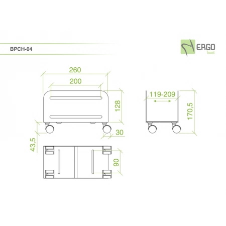 Изображение 2 (Мобильная подставка для системного блока ErgoFount BPCH-04)