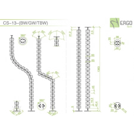 Изображение 2 (Вертикальный гибкий кабель-канал ErgoFount CS-13-BW)