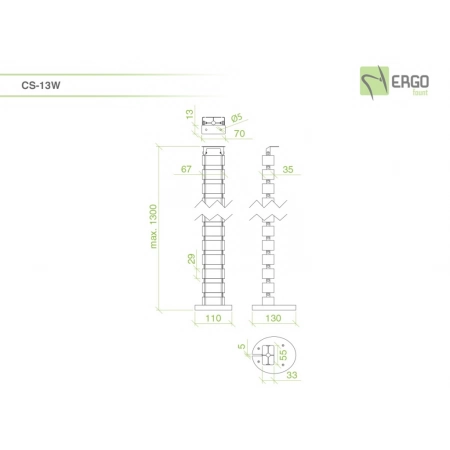 Изображение 2 (Вертикальный гибкий кабель-канал ErgoFount CS-13W)