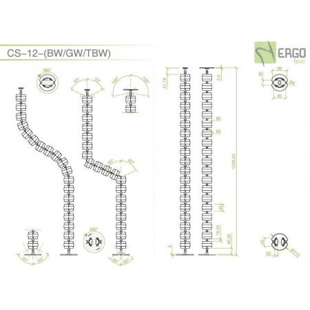 Изображение 2 (Вертикальный гибкий кабель-канал ErgoFount CS-12-GW)