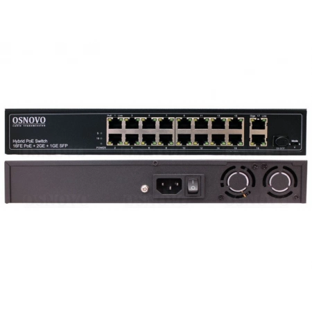 Коммутатор 16-портовый Fast Ethernet с PoE OSNOVO SW-61621(300W)