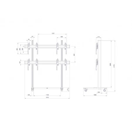 Изображение 2 (Напольный мобильный стенд для видеостены Vogels FTB2264 Black)