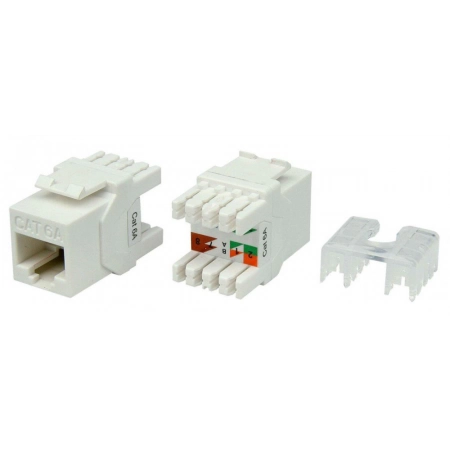 Вставка Keystone Jack RJ-45 Hyperline KJ8-8P8C-C6A-180-WH