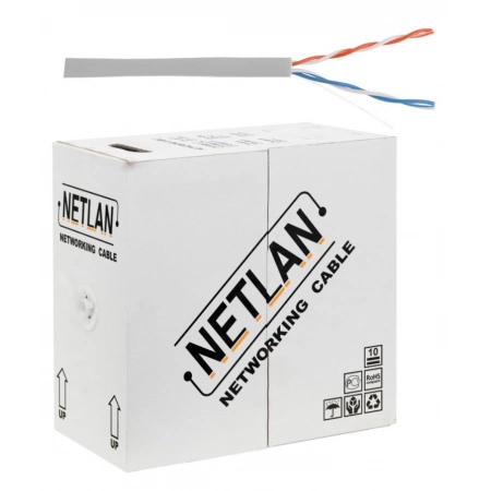 Кабель витая пара (LAN) для структурированных систем связи NETLAN U/UTP 2pair, Cat5, In, PVC, CCA (CCA-UU002-5-PVC-GY)