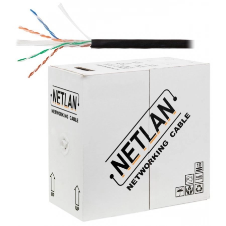 Кабель витая пара (LAN) для структурированных систем связи NETLAN U/UTP 4pair, Cat6, Solid, Out, PE (EC-UU004-6-PE-BK)
