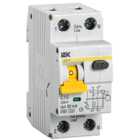 Автоматический выключатель дифференциального тока IEK АВДТ 32 C16(MAD22-5-016-C-30)