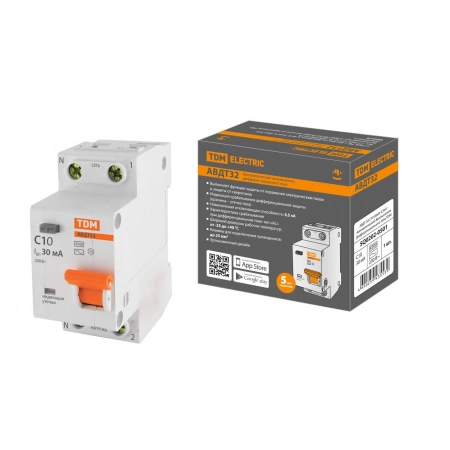 Автоматический выключатель дифференциального тока ОМА АВДТ 32 2P(1P+N) C25А 30мА 4,5кА тип АС (SQ0202-0505)