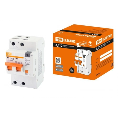 Автоматический выключатель дифференциального тока ОМА АД12 2Р 20А 30мА (SQ0204-0108)