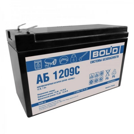 Аккумулятор стационарный свинцово-кислотный с регулирующим клапаном Болид АБ 1209С