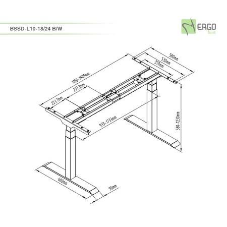 Изображение 3 (Основание стола с электроприводом для работы стоя и сидя ErgoFount BSSD-L10-18/24 B)