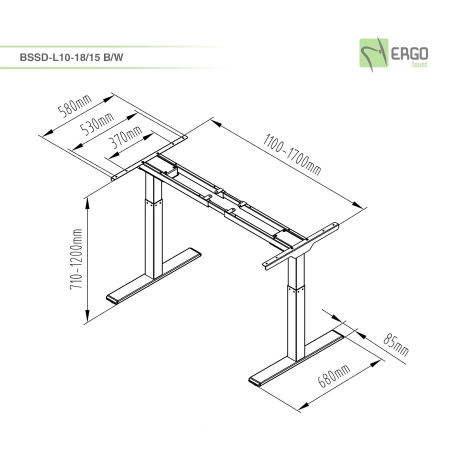 Изображение 4 (Основание стола с электроприводом для работы стоя и сидя ErgoFount BSSD-L10-18/15 B)