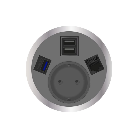 Встраиваемая розетка серии Port El для монтажа в стол с разъемами 2xUSB ABL 2F220121