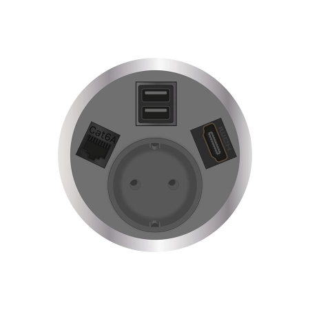 Встраиваемая розетка серии Port El для монтажа в стол с разъемами 2xUSB ABL 2F220125