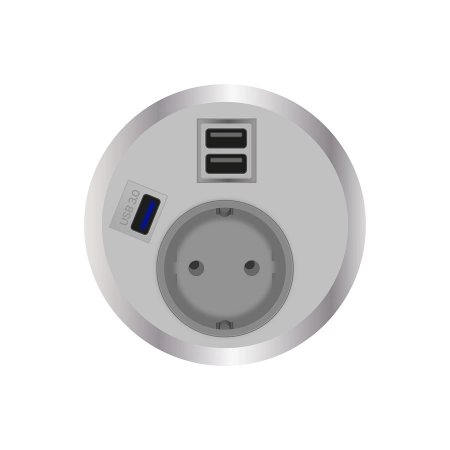 Встраиваемая розетка серии Port El для монтажа в стол с разъемами 2xUSB ABL 2F210122