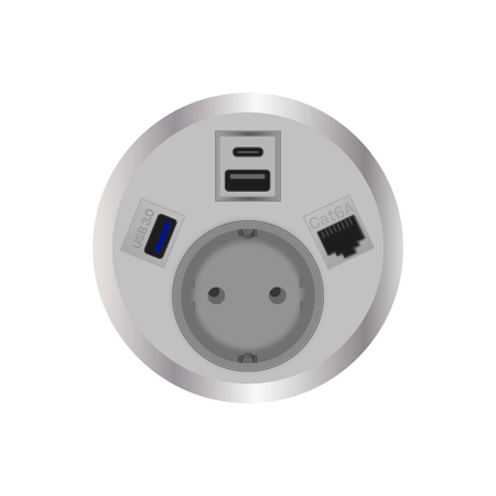 Встраиваемая розетка серии Port El для монтажа в стол с разъемами 1xUSB ABL 2F210108