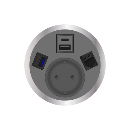 Встраиваемая розетка серии Port El для монтажа в стол с разъемами 1xUSB ABL 2F220108