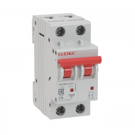 Модульный автоматический выключатель на DIN-рейку ДКС YON MD63 2P 4А 6кА (MD63-2C4-6)