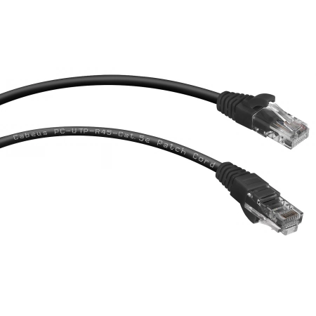 Патч-корд медный CABEUS PC-UTP-RJ45-Cat.5e-0.3m-BK (7658c)