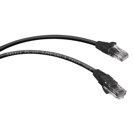 Патч-корд медный CABEUS PC-UTP-RJ45-Cat.6-0.3m-BK (8661c)