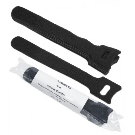 Хомут для кабеля, липучка с мягкой застежкой CABEUS CLAMP-125-BK (9341c) (10 шт)