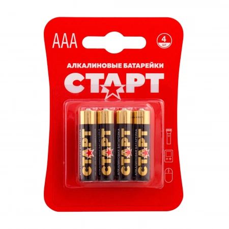 Алкалиновые батарейки СТАРТ 1,5 В, AAA, LR03, упак. 4 шт.