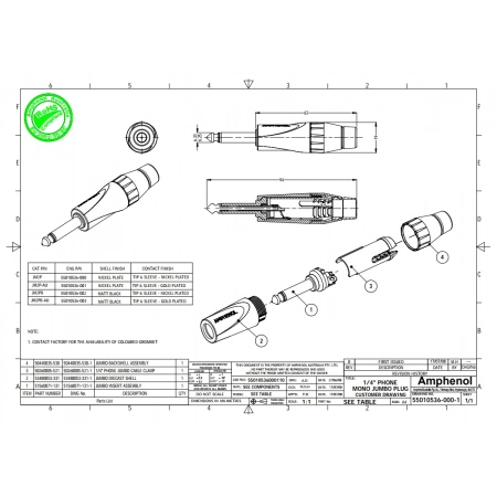 Изображение 2 (Джек моно (кабельный) Amphenol JM2P)