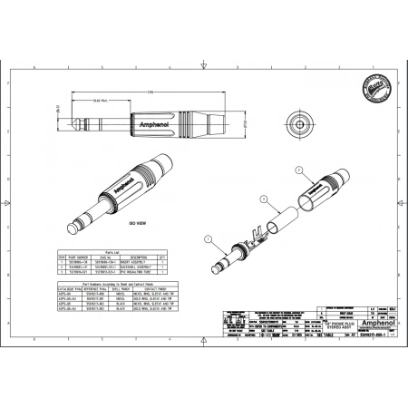 Изображение 2 (Джек стерео (кабельный) Amphenol ACPS-GN)