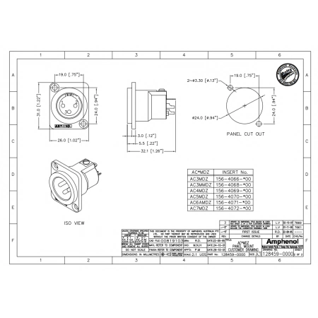 Изображение 2 (Разъем XLR (панельный) папа Amphenol AC3MDZ)