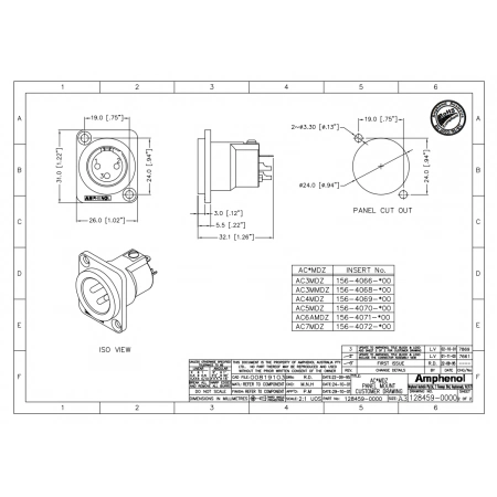 Изображение 2 (Разъем XLR (панельный) папа Amphenol AC3MMDZ)