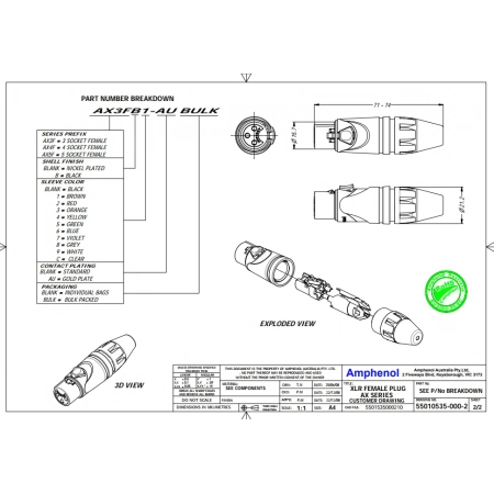 Изображение 2 (Разъем XLR (кабельный) мама Amphenol AX3FB)