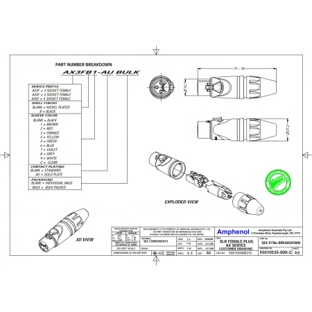 Изображение 2 (Разъем XLR (кабельный) мама Amphenol AX5F)