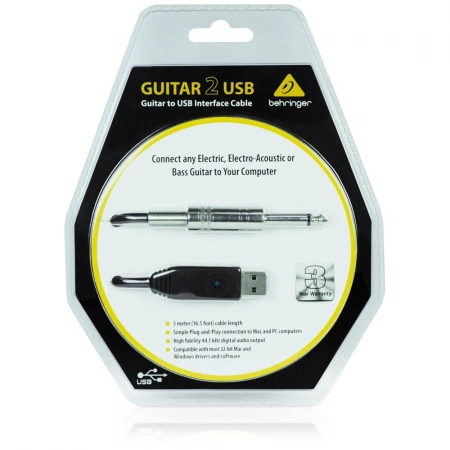 Изображение 2 (Гитарный USB-аудиоинтерфейс (кабель) Behringer GUITAR 2 USB)