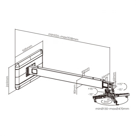 Изображение 2 (Настенный крепеж для короткофокусного проектора FIX PRB-21L-01W)