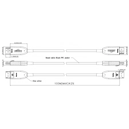 Изображение 2 (Активный гибридный оптоволоконный кабель Aberman aDFC-8K-10)