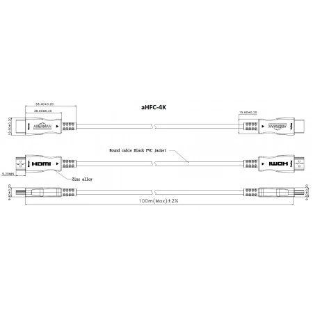 Изображение 2 (Активный гибридный оптоволоконный кабель HDMI Aberman aHFC-4K-30)