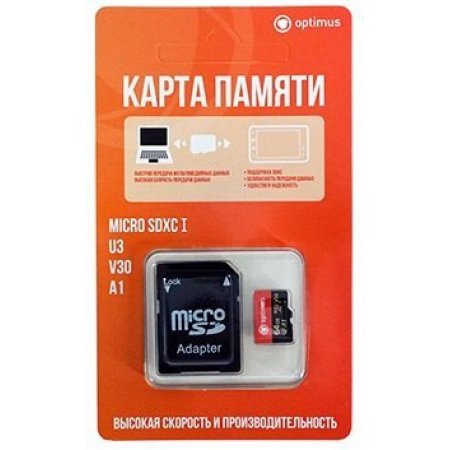 Карта памяти microSDXC, 64 ГБ, Class 10 Optimus MicroSDXC 64Gb (Optimus)