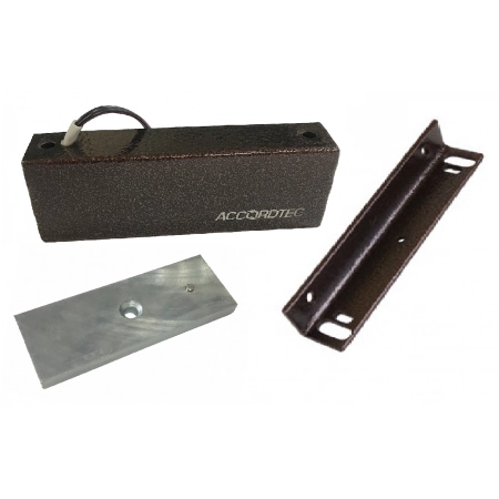 Замок электромагнитный 300 кг Accordtec ML-300KB с уголком (коричневый)