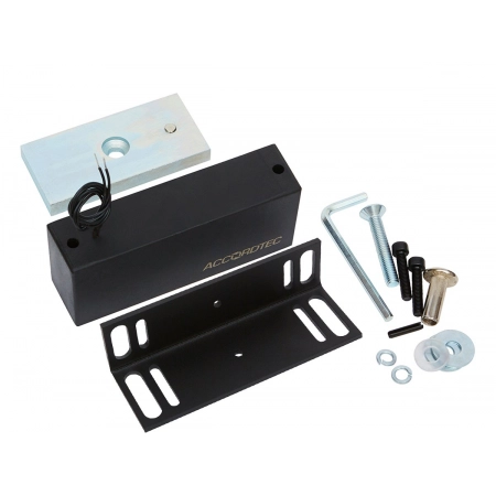 Электромагнитный влагозащищенный замок IP67 Accordtec ML-300П с уголком (черный)