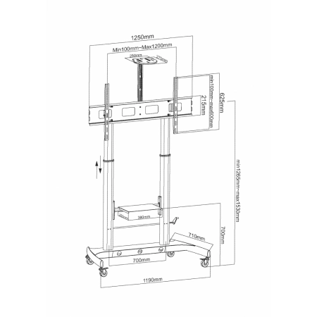 Усиленная универсальная мобильная стойка Classic Solution CS-T-F003